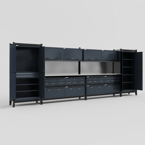 M1221 Modular Work Bench - H2100mm x W5700mm | Stainless WBT | Dark Grey