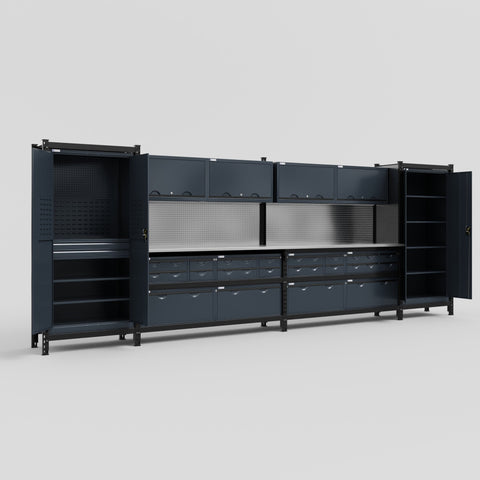 M1221 Modular Work Bench - H2100mm x W5700mm | Stainless WBT | Dark Grey