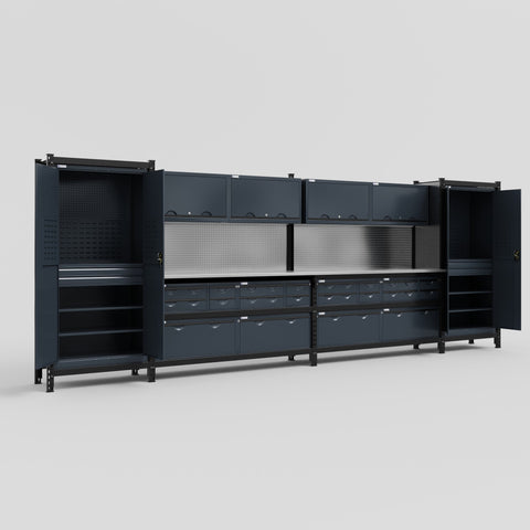 M1221 Modular Work Bench - H2100mm x W5700mm | Stainless WBT | Dark Grey