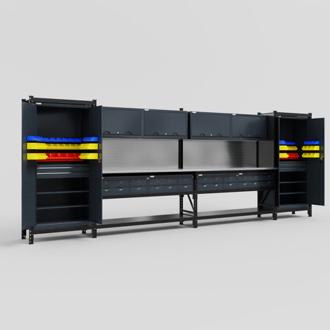 M1221 Modular Work Bench - H2100mm x W5700mm | Stainless WBT | Dark Grey