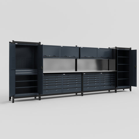 M1221 Modular Work Bench - H2100mm x W5700mm | Stainless WBT | Dark Grey