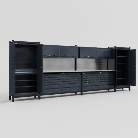 M1221 Modular Work Bench - H2100mm x W5700mm | Stainless WBT | Dark Grey