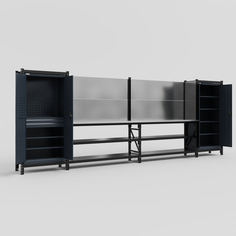 M1221 Modular Work Bench - H2100mm x W5700mm | Stainless WBT | Dark Grey