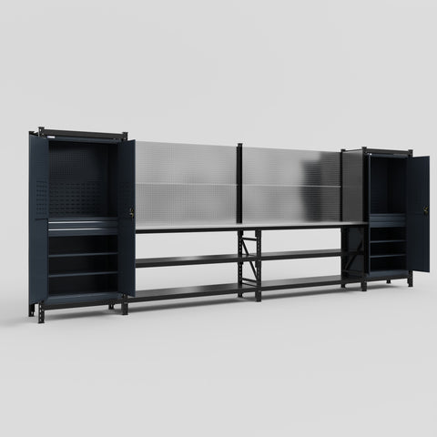 M1221 Modular Work Bench - H2100mm x W5700mm | Stainless WBT | Dark Grey