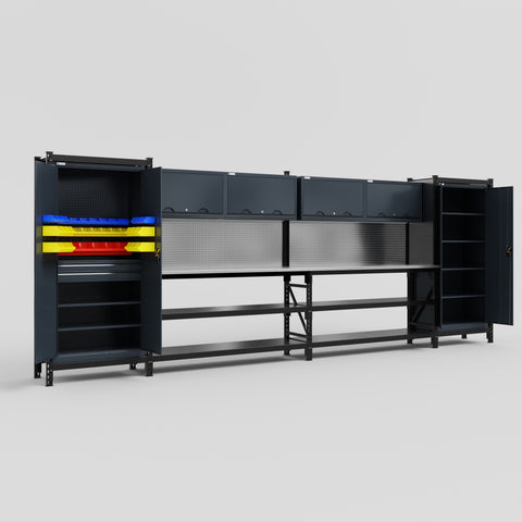 M1221 Modular Work Bench - H2100mm x W5700mm | Stainless WBT | Dark Grey
