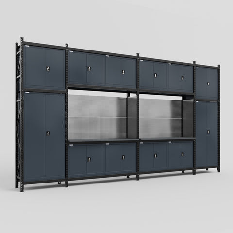 M1221 Modular Work Bench - H3100mm x W5700mm | Laminate WBT | Dark Grey