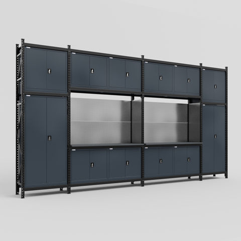 M1221 Modular Work Bench - H3100mm x W5700mm | Laminate WBT | Dark Grey