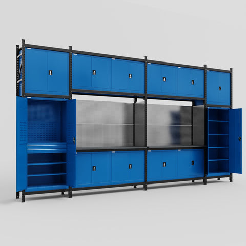 M1221 Modular Work Bench - H3100mm x W5700mm | Laminate WBT | Blue
