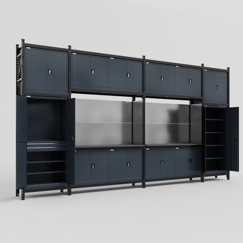 M1221 Modular Work Bench - H3100mm x W5700mm | Laminate WBT | Dark Grey
