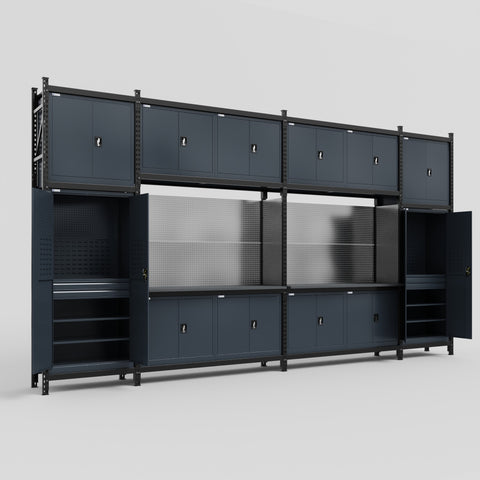 M1221 Modular Work Bench - H3100mm x W5700mm | Laminate WBT | Dark Grey