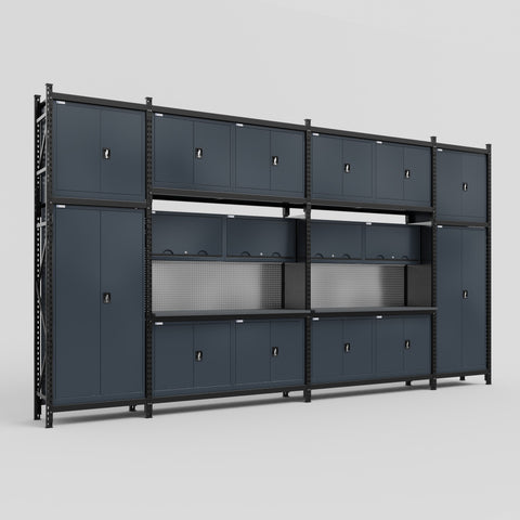 M1221 Modular Work Bench - H3100mm x W5700mm | Laminate WBT | Dark Grey