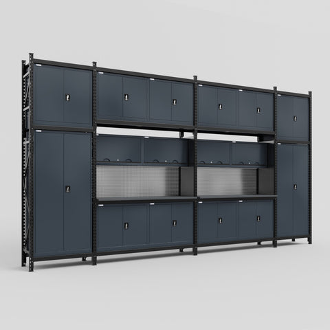 M1221 Modular Work Bench - H3100mm x W5700mm | Laminate WBT | Dark Grey
