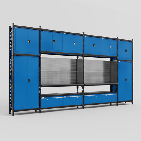 M1221 Modular Work Bench - H3100mm x W5700mm | Laminate WBT | Blue