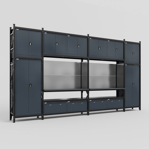 M1221 Modular Work Bench - H3100mm x W5700mm | Laminate WBT | Dark Grey