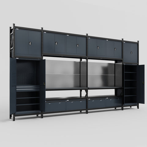 M1221 Modular Work Bench - H3100mm x W5700mm | Laminate WBT | Dark Grey