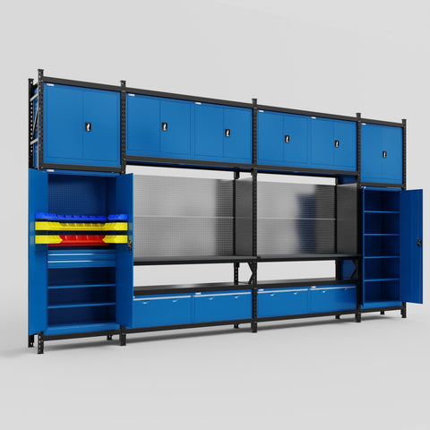 M1221 Modular Work Bench - H3100mm x W5700mm | Laminate WBT | Blue