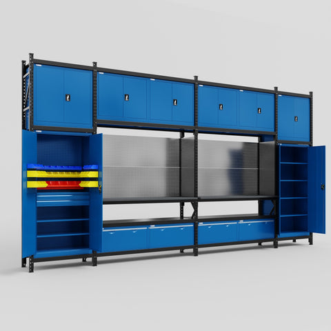 M1221 Modular Work Bench - H3100mm x W5700mm | Laminate WBT | Blue