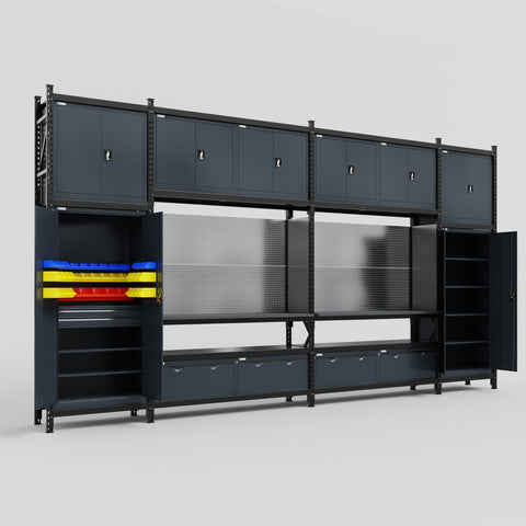 M1221 Modular Work Bench - H3100mm x W5700mm | Laminate WBT | Dark Grey