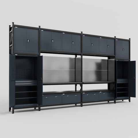 M1221 Modular Work Bench - H3100mm x W5700mm | Laminate WBT | Dark Grey