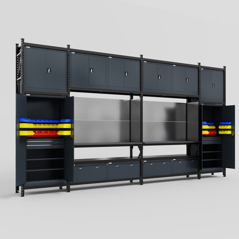 M1221 Modular Work Bench - H3100mm x W5700mm | Laminate WBT | Dark Grey