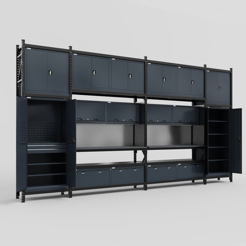 M1221 Modular Work Bench - H3100mm x W5700mm | Laminate WBT | Dark Grey