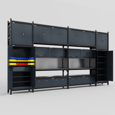 M1221 Modular Work Bench - H3100mm x W5700mm | Laminate WBT | Dark Grey