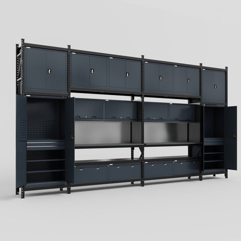 M1221 Modular Work Bench - H3100mm x W5700mm | Laminate WBT | Dark Grey