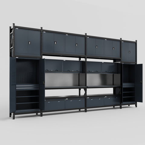 M1221 Modular Work Bench - H3100mm x W5700mm | Laminate WBT | Dark Grey