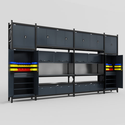 M1221 Modular Work Bench - H3100mm x W5700mm | Laminate WBT | Dark Grey