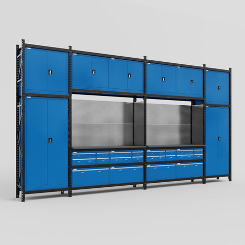 M1221 Modular Work Bench - H3100mm x W5700mm | Laminate WBT | Blue