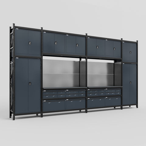 M1221 Modular Work Bench - H3100mm x W5700mm | Laminate WBT | Dark Grey
