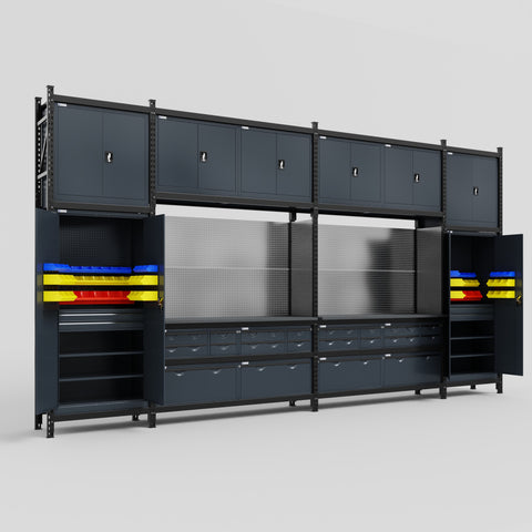 M1221 Modular Work Bench - H3100mm x W5700mm | Laminate WBT | Dark Grey