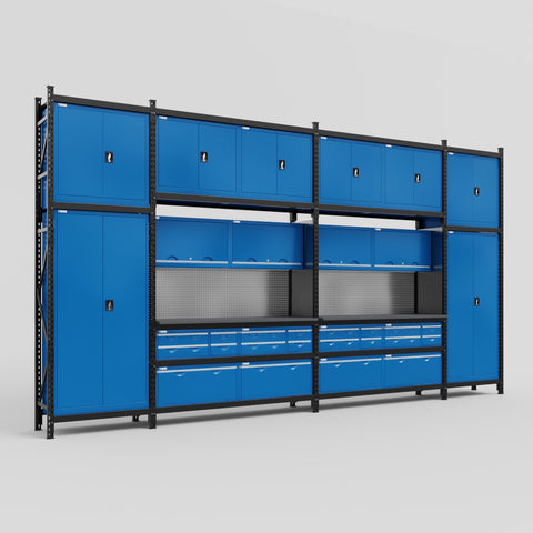 M1221 Modular Work Bench - H3100mm x W5700mm | Laminate WBT | Blue