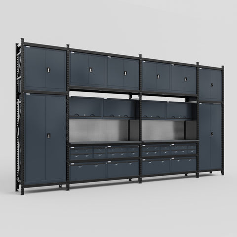 M1221 Modular Work Bench - H3100mm x W5700mm | Laminate WBT | Dark Grey