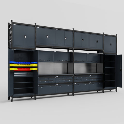 M1221 Modular Work Bench - H3100mm x W5700mm | Laminate WBT | Dark Grey