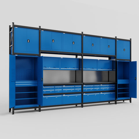 M1221 Modular Work Bench - H3100mm x W5700mm | Laminate WBT | Blue