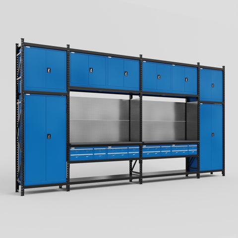 M1221 Modular Work Bench - H3100mm x W5700mm | Laminate WBT | Blue