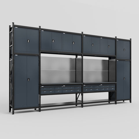 M1221 Modular Work Bench - H3100mm x W5700mm | Laminate WBT | Dark Grey