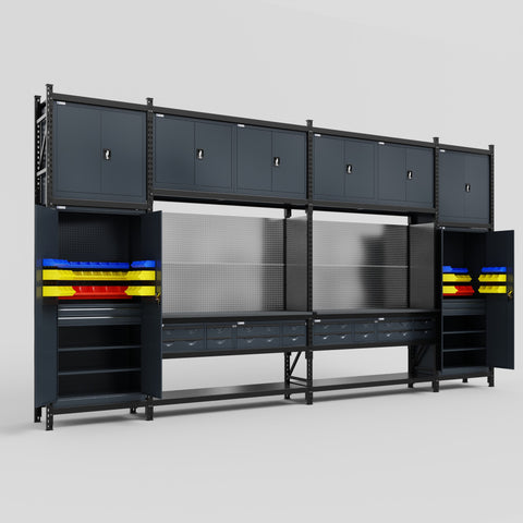 M1221 Modular Work Bench - H3100mm x W5700mm | Laminate WBT | Dark Grey