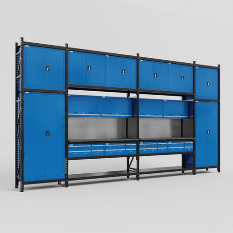M1221 Modular Work Bench - H3100mm x W5700mm | Laminate WBT | Blue