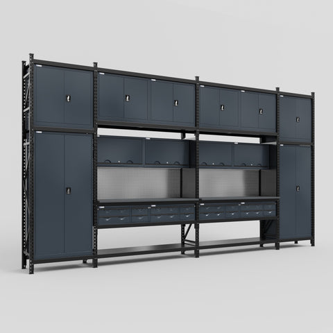 M1221 Modular Work Bench - H3100mm x W5700mm | Laminate WBT | Dark Grey
