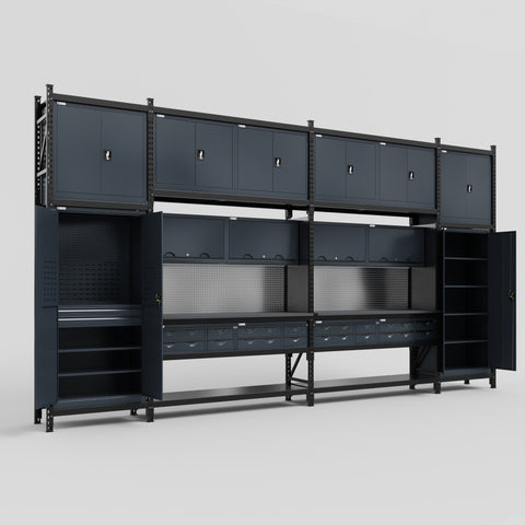 M1221 Modular Work Bench - H3100mm x W5700mm | Laminate WBT | Dark Grey