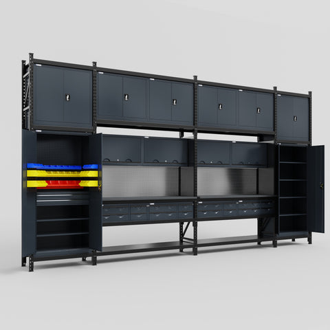 M1221 Modular Work Bench - H3100mm x W5700mm | Laminate WBT | Dark Grey