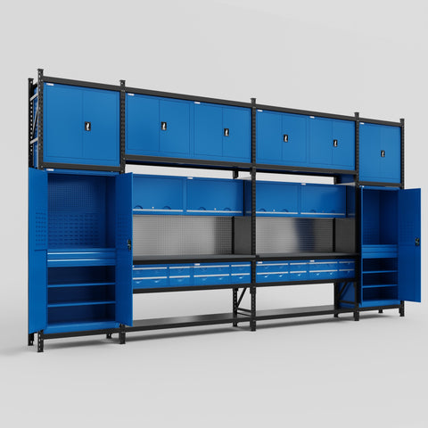 M1221 Modular Work Bench - H3100mm x W5700mm | Laminate WBT | Blue