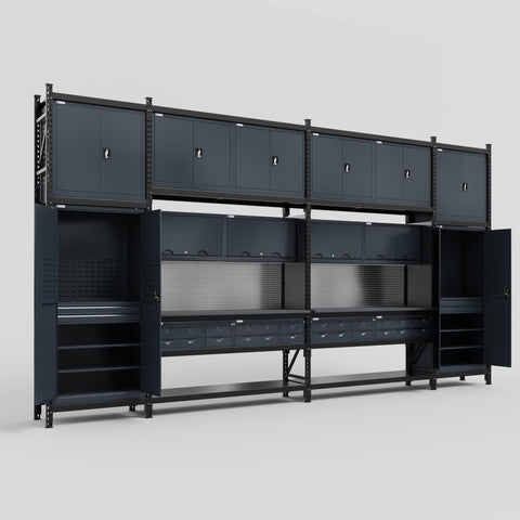 M1221 Modular Work Bench - H3100mm x W5700mm | Laminate WBT | Dark Grey