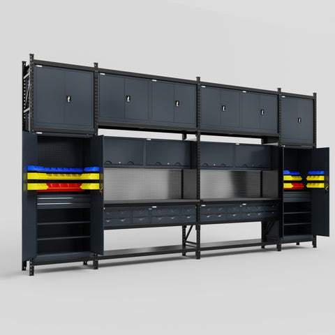 M1221 Modular Work Bench - H3100mm x W5700mm | Laminate WBT | Dark Grey