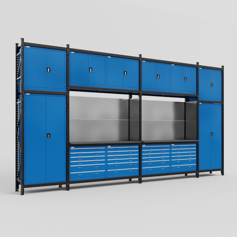M1221 Modular Work Bench - H3100mm x W5700mm | Laminate WBT | Blue