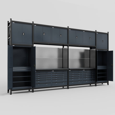 M1221 Modular Work Bench - H3100mm x W5700mm | Laminate WBT | Dark Grey