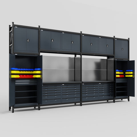 M1221 Modular Work Bench - H3100mm x W5700mm | Laminate WBT | Dark Grey