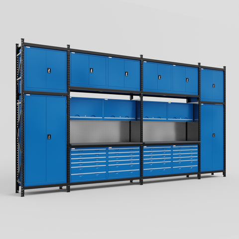 M1221 Modular Work Bench - H3100mm x W5700mm | Laminate WBT | Blue